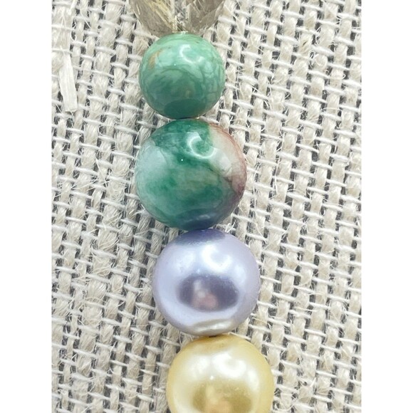 Vintage French Christian Lacroix Pearl & Stone Bead Necklace Sterling Clasp 20” - Picture 3 of 16